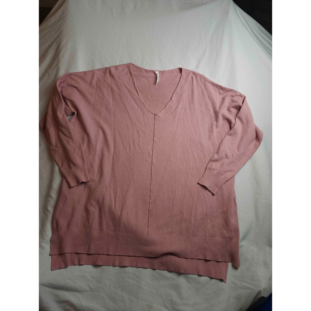 Zenana Premium Sweater Womens 1X Plus Pink Minimalist Cozycore Layering Preppy